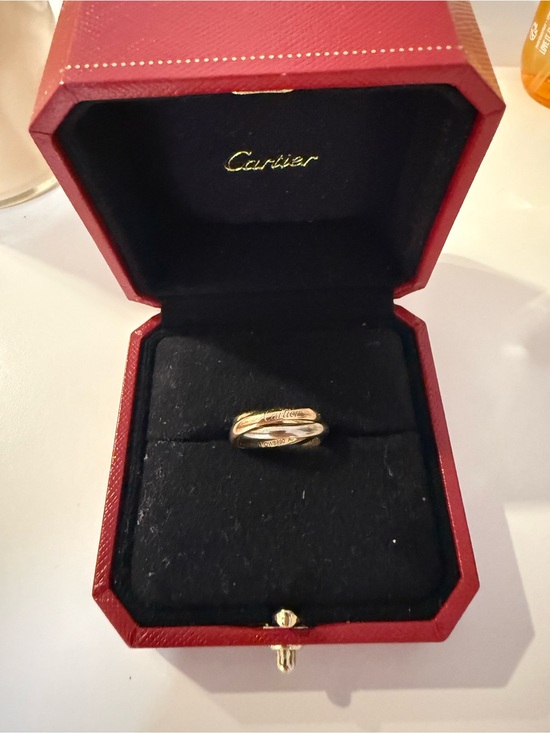 Cartier Jewelry - Cartier Gold Trinity-Style Interlocking Ring with Red Box Accent